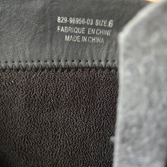 Y2K black Suede Buckle Boots US Size 6 Wedge Heels Mid Calf - Picture 7 of 8